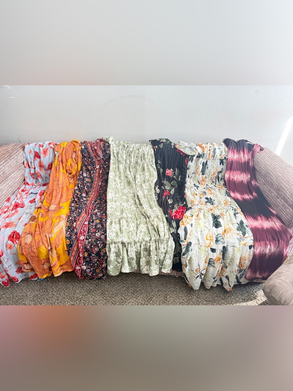 Lot of 7 Women's Floral Maxi Dresses